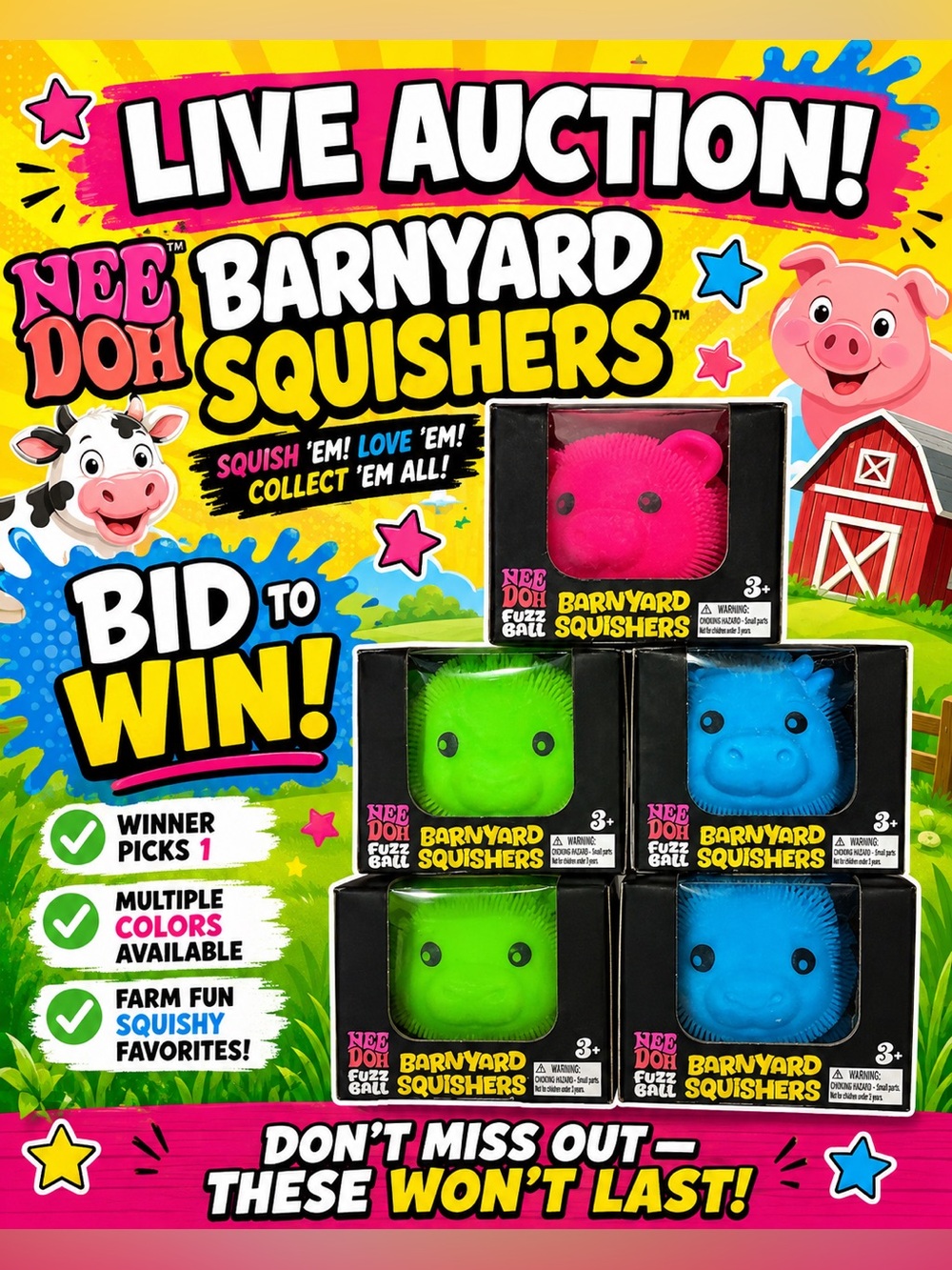 Rare discontinued Barnyard squishies pick one